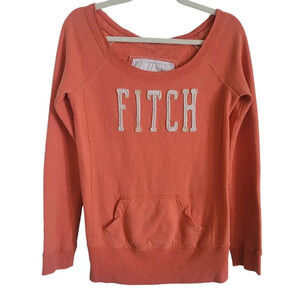 Abercrombie + Fitch Vintage Sweatshirt Women's Size Small Orange Scoop Neck Y2K